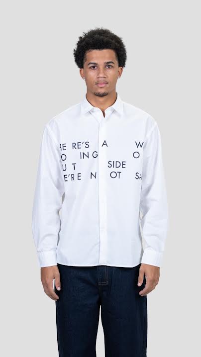 WE'RE NOT SAFE OXFORD SHIRT